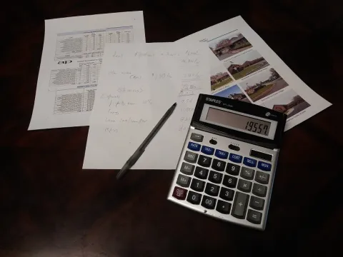 calculator and pages of calculations